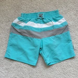 Blue and Gray Diaper Swim Trunks